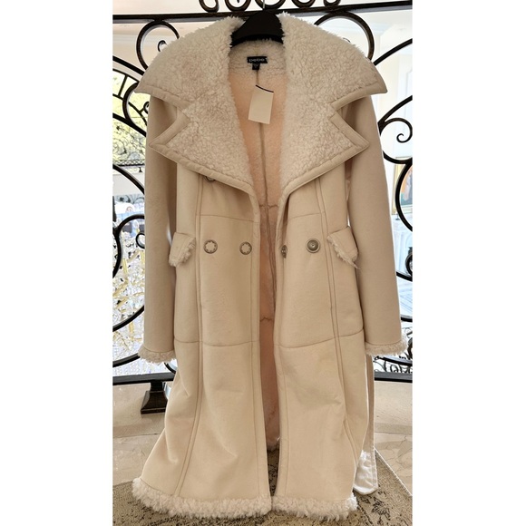 Bebe Faux Suede Sherpa Coat S NWT - Picture 2 of 9